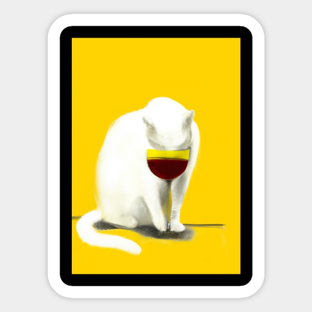 Cat with Wine Sticker by maxcode